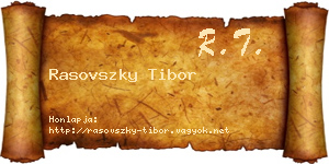 Rasovszky Tibor névjegykártya